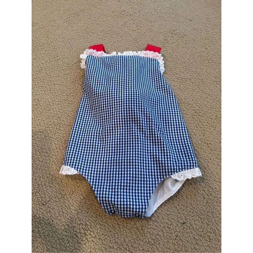 The Beaufort Bonnet Company Sisi Sunsuit - Rockefeller Royal Gingham With Richmo - Picture 2 of 7